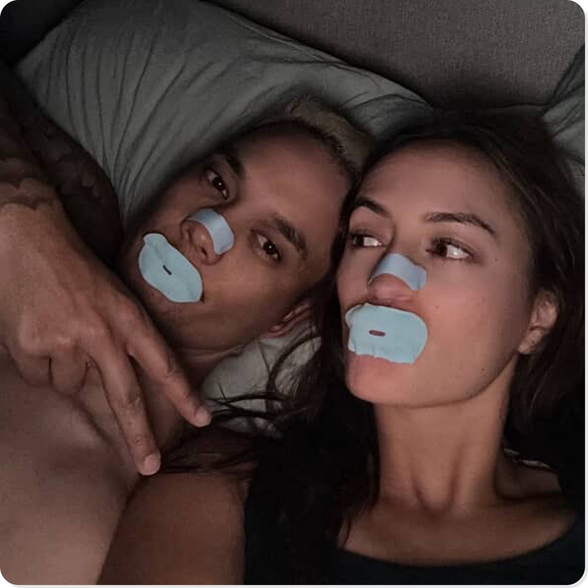Couple Using Mouth Tape with Slit & Nose Strips